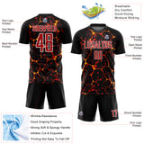 Custom Black Red-White Flame And Splash Sublimation Soccer Uniform Jersey