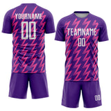 Custom Purple White-Pink Zigzag Shape Sublimation Soccer Uniform Jersey