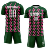 Custom Green White-Pink Zigzag Shape Sublimation Soccer Uniform Jersey