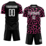 Custom Black White-Pink Abstract Network Splash Sublimation Soccer Uniform Jersey