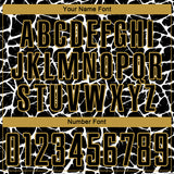 Custom Black White-Old Gold Abstract Network Splash Sublimation Soccer Uniform Jersey