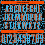 Custom Black Sky Blue-Orange Abstract Network Splash Sublimation Soccer Uniform Jersey