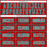 Custom Red Teal-White Abstract Network Splash Sublimation Soccer Uniform Jersey