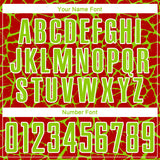 Custom Red Neon Green-White Abstract Network Splash Sublimation Soccer Uniform Jersey