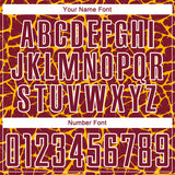 Custom Crimson Gold-White Abstract Network Splash Sublimation Soccer Uniform Jersey