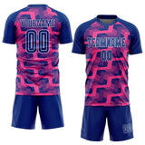 Custom Royal Pink-White Line Sublimation Soccer Uniform Jersey