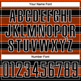 Custom Black Orange-White Geometric Shapes And Line Sublimation Soccer Uniform Jersey