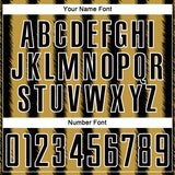 Custom Black Old Gold-White Line Sublimation Soccer Uniform Jersey