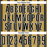 Custom Black Old Gold-White Line Sublimation Soccer Uniform Jersey