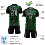 Custom Black Green-White Line Sublimation Soccer Uniform Jersey