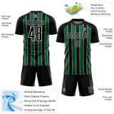 Custom Black Kelly Green-White Line Sublimation Soccer Uniform Jersey