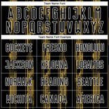 Custom Black Old Gold-White Line Sublimation Soccer Uniform Jersey