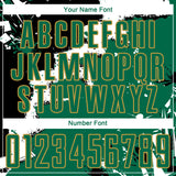 Custom Black Kelly Green-Old Gold Spalsh Sublimation Soccer Uniform Jersey