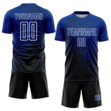 Custom Royal Black-White Abstract Fragment Art Sublimation Soccer Uniform Jersey