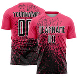 Custom Neon Pink Black-White Abstract Fragment Art Sublimation Soccer Uniform Jersey