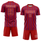 Custom Red Purple-White Geometric Shape Sublimation Soccer Uniform Jersey