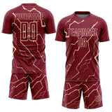 Custom Crimson City Cream Lightning Sublimation Soccer Uniform Jersey