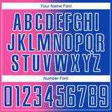 Custom Thunder Blue Pink-White Gradient Line Sublimation Soccer Uniform Jersey
