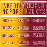 Custom Crimson Gold-White Gradient Line Sublimation Soccer Uniform Jersey