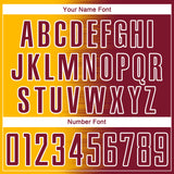 Custom Crimson Gold-White Gradient Line Sublimation Soccer Uniform Jersey