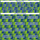 Custom Royal Neon Green-White Line Sublimation Soccer Uniform Jersey