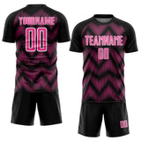 Custom Black Pink-White Line Sublimation Soccer Uniform Jersey
