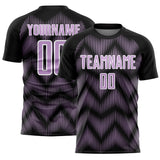 Custom Black Light Purple-White Line Sublimation Soccer Uniform Jersey
