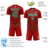Custom Red Kelly Green-White Line Sublimation Soccer Uniform Jersey