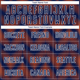 Custom Navy Orange-White Line Sublimation Soccer Uniform Jersey