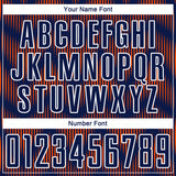 Custom Navy Orange-White Line Sublimation Soccer Uniform Jersey