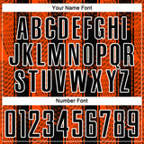 Custom Black Orange-White Abstract Network Sublimation Soccer Uniform Jersey