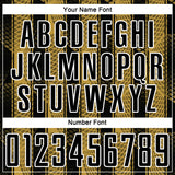 Custom Black Old Gold-White Abstract Network Sublimation Soccer Uniform Jersey