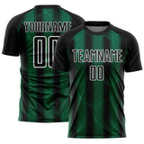 Custom Black Kelly Green-White Abstract Network Sublimation Soccer Uniform Jersey