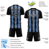 Custom Black Light Blue-White Abstract Network Sublimation Soccer Uniform Jersey