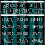 Custom Black Teal-White Abstract Network Sublimation Soccer Uniform Jersey