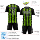 Custom Black Neon Green-White Abstract Network Sublimation Soccer Uniform Jersey