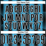 Custom Black Sky Blue-White Abstract Network Sublimation Soccer Uniform Jersey