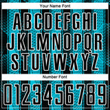 Custom Black Lakes Blue-White Abstract Network Sublimation Soccer Uniform Jersey