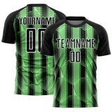 Custom Black Pea Green-White Abstract Network Sublimation Soccer Uniform Jersey