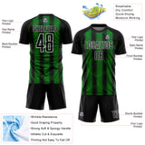 Custom Black Grass Green-White Abstract Network Sublimation Soccer Uniform Jersey