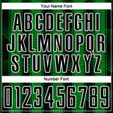 Custom Black Grass Green-White Abstract Network Sublimation Soccer Uniform Jersey