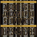 Custom Black Old Gold-White Geometric Shape Sublimation Soccer Uniform Jersey