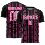Custom Black Pink-White Geometric Shape Sublimation Soccer Uniform Jersey