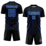 Custom Black Royal-Light Blue Geometric Shape Sublimation Soccer Uniform Jersey