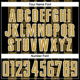 Custom Black Old Gold-White Geometric Shape Sublimation Soccer Uniform Jersey