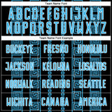 Custom Black Sky Blue-White Geometric Shape Sublimation Soccer Uniform Jersey