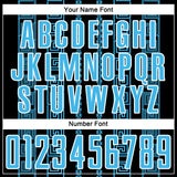 Custom Black Sky Blue-White Geometric Shape Sublimation Soccer Uniform Jersey