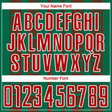 Custom Kelly Green Red-White Geometric Shape Sublimation Soccer Uniform Jersey