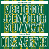 Custom Kelly Green Gold-White Geometric Shape Sublimation Soccer Uniform Jersey