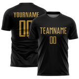 Custom Black Old Gold Sublimation Soccer Uniform Jersey
